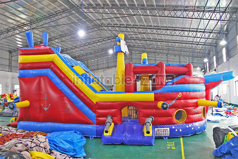 Corsair theme inflatable slide fashion inflatable pirate boat slide for kids