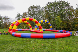 Inflatable Race Car Circuit for karting games, cheap kids inflatable karting track