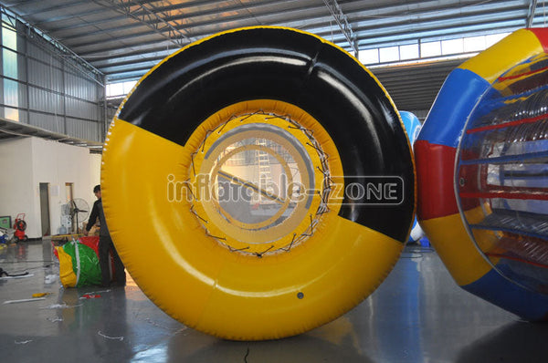 Big round inflatable water roller, human inside rolling water roller