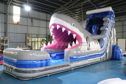 Happy Hop Inflatable Shark Slide Party Blow Up Commercial Inflatable Water Slide With Pool