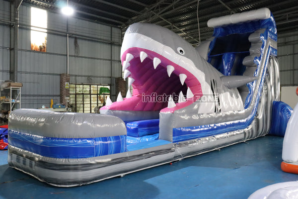 Happy Hop Inflatable Shark Slide Party Blow Up Commercial Inflatable Water Slide With Pool