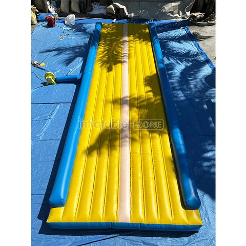 Blue And Yellow Tumbling Mat For Cheerleading Flipping Skills, Air Track Inflatable Gymnastics Mat