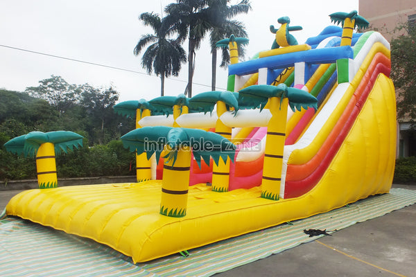 Huge Inflatable Slide Palm Tree Inflatable Bouncing Castle Fun Jump Dinosaur In Jungle Inflatable Slide Bouncer