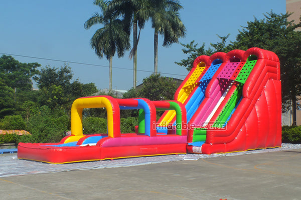 Huge Inflatable Water Slide Colorful Rainbow Triple Lane Surf Waterslide For Above Ground Pool