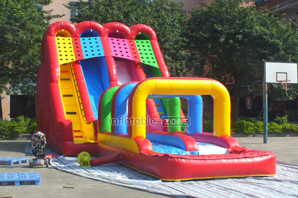 Huge Inflatable Water Slide Colorful Rainbow Triple Lane Surf Waterslide For Above Ground Pool