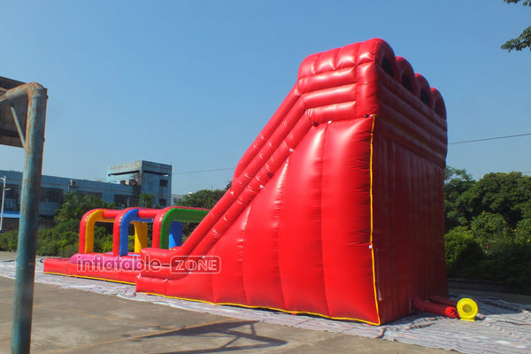Huge Inflatable Water Slide Colorful Rainbow Triple Lane Surf Waterslide For Above Ground Pool