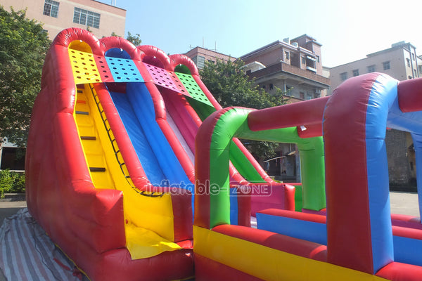 Huge Inflatable Water Slide Colorful Rainbow Triple Lane Surf Waterslide For Above Ground Pool