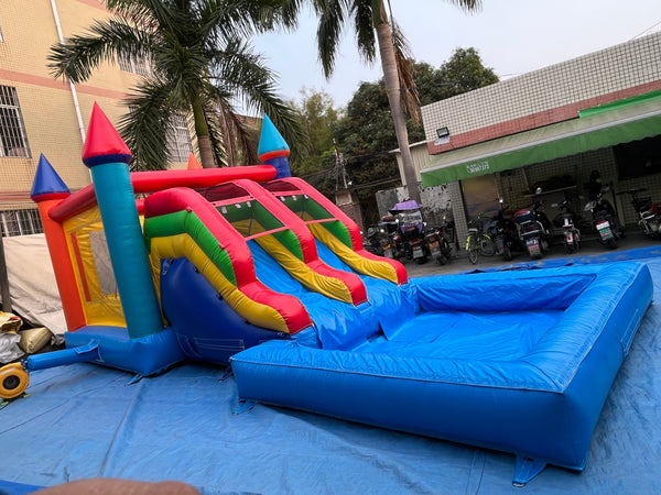 Inflatable Bounce Castle House With Slide Water Pool