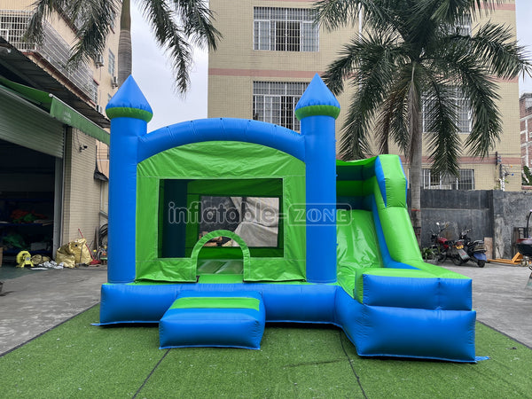 New Blue And Green Inflatable Jumping Castle, Bounce House Castle