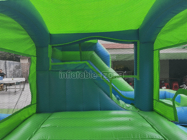 New Blue And Green Inflatable Jumping Castle, Bounce House Castle