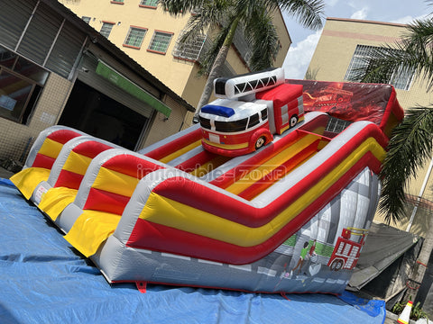Inflatable Fire Truck Slide Jumper House Car Inflatable Dry Slide