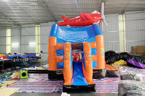 Multifun Commercial Inflatable Airplane Bouncy Castle Jumping House Indoor Play Air Bouncer With Dry Slide Combo