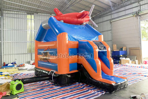 Multifun Commercial Inflatable Airplane Bouncy Castle Jumping House Indoor Play Air Bouncer With Dry Slide Combo