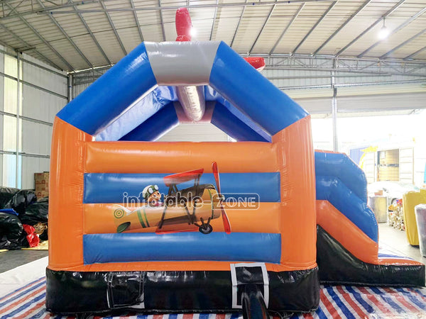 Multifun Commercial Inflatable Airplane Bouncy Castle Jumping House Indoor Play Air Bouncer With Dry Slide Combo