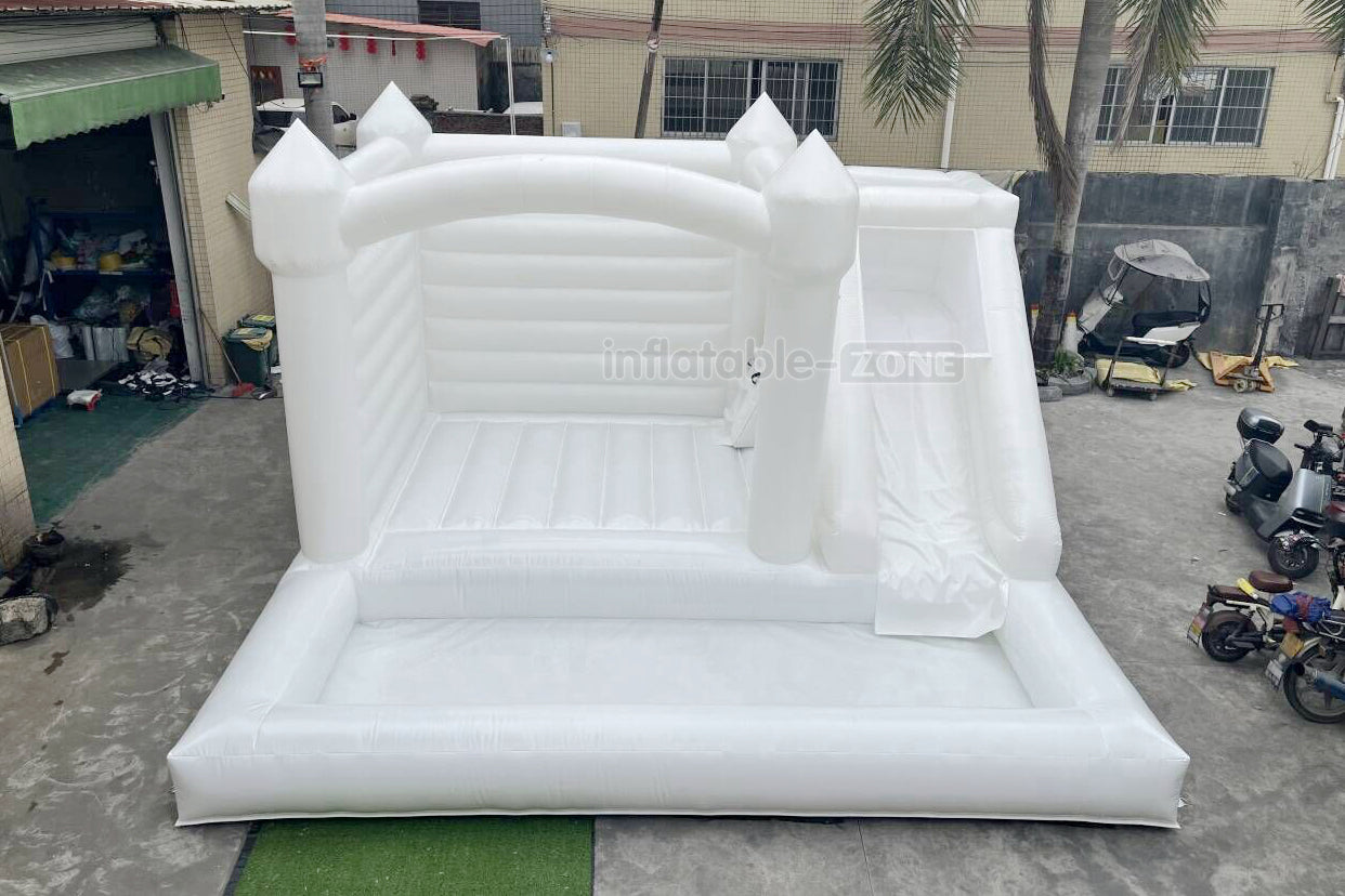 Outdoor Large White Inflatable Bouncer Jumping Slide Bouncy Castle With Ball Pit Combo Bounce House Party