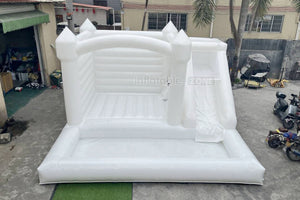 Outdoor Large White Inflatable Bouncer Jumping Slide Bouncy Castle With Ball Pit Combo Bounce House Party