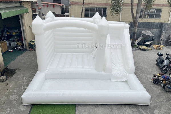 Outdoor Large White Inflatable Bouncer Jumping Slide Bouncy Castle With Ball Pit Combo Bounce House Party