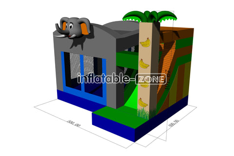 Inflatable-Zone Design Elephant Inflatable Bouncer Slide Combo Bounce House Air Jumper Jumping Castle For Kids