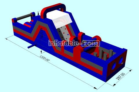 Inflatable-Zone Design Long Commercial Inflatable Bouncy Obstacle Course With Slide For Team Events