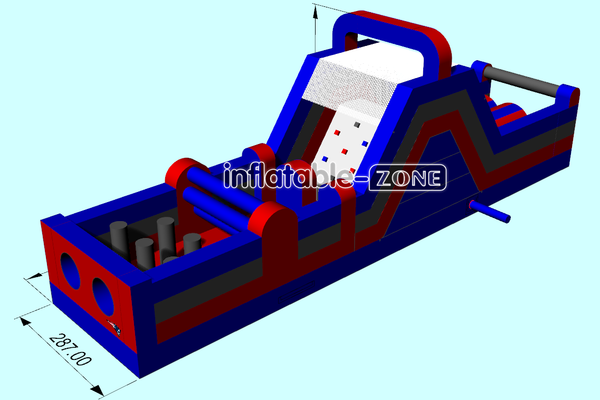 Inflatable-Zone Design Long Commercial Inflatable Bouncy Obstacle Course With Slide For Team Events