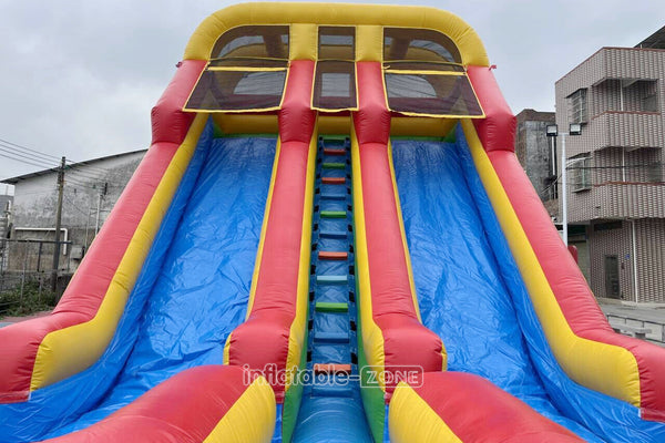 Colorful Giant Inflatable Slide Double Lanes Inflatable Kids Slides Bouncy And Fun Party For Playground