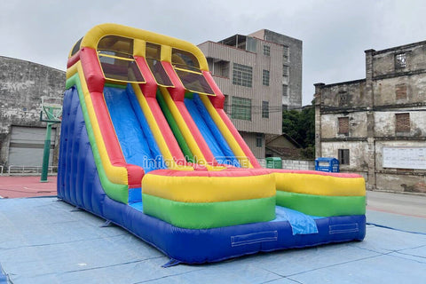 Colorful Giant Inflatable Slide Double Lanes Inflatable Kids Slides Bouncy And Fun Party For Playground