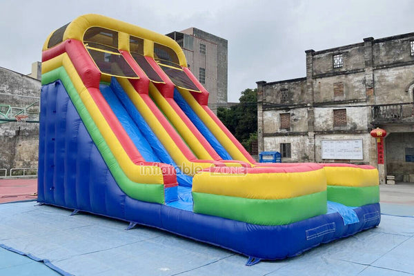 Colorful Giant Inflatable Slide Double Lanes Inflatable Kids Slides Bouncy And Fun Party For Playground