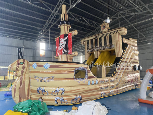 Large Commercial Inflatable Pirate Ship Slide Jumping Castle Bouncy Inflatable Slide For Adults And Kids