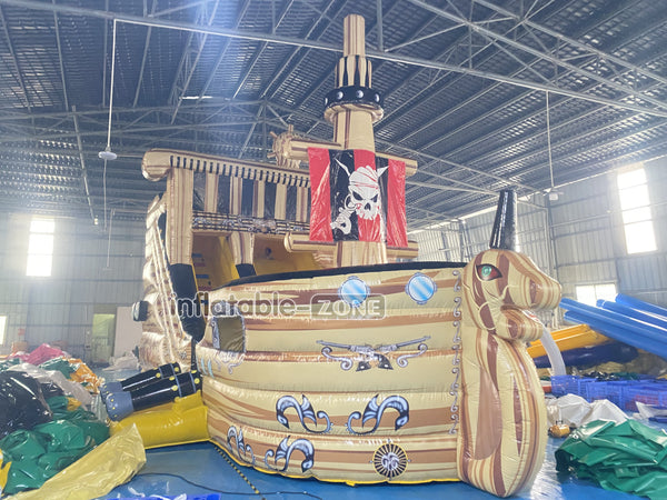 Large Commercial Inflatable Pirate Ship Slide Jumping Castle Bouncy Inflatable Slide For Adults And Kids