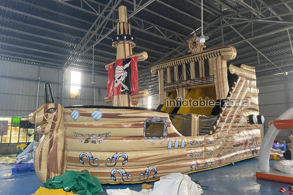 Large Commercial Inflatable Pirate Ship Slide Jumping Castle Bouncy Inflatable Slide For Adults And Kids