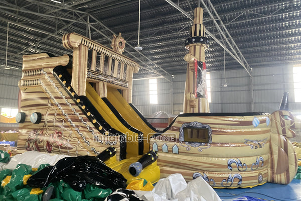 Large Commercial Inflatable Pirate Ship Slide Jumping Castle Bouncy Inflatable Slide For Adults And Kids