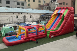 Large Outdoor Water Slide Jumping Castle Inflatable Pool Obstacle Water Slides For Kids