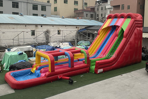 Large Outdoor Water Slide Jumping Castle Inflatable Pool Obstacle Water Slides For Kids