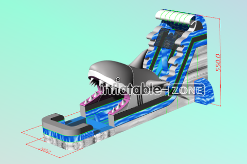 Inflatable-Zone Design Commercial Inflatable Shark Slide Pool Backyard Big Bouncy Fun Jump Waterslides Birthday Party