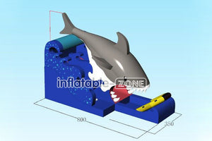 Inflatable-Zone Design Inflatable Shark Slide Large Outdoor Water Slide With Splash Pool