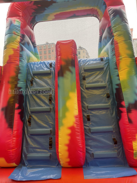 Inflatable Tie Dye Bounce House Slide Combo Jumping Castle For Kids Adults Outdoor Fun