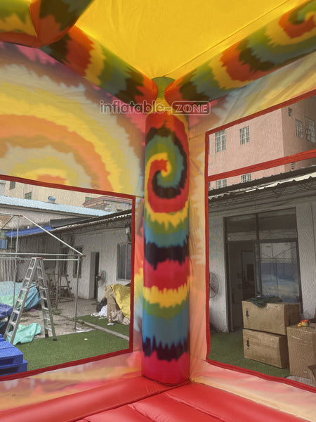 Inflatable Tie Dye Bounce House Slide Combo Jumping Castle For Kids Adults Outdoor Fun