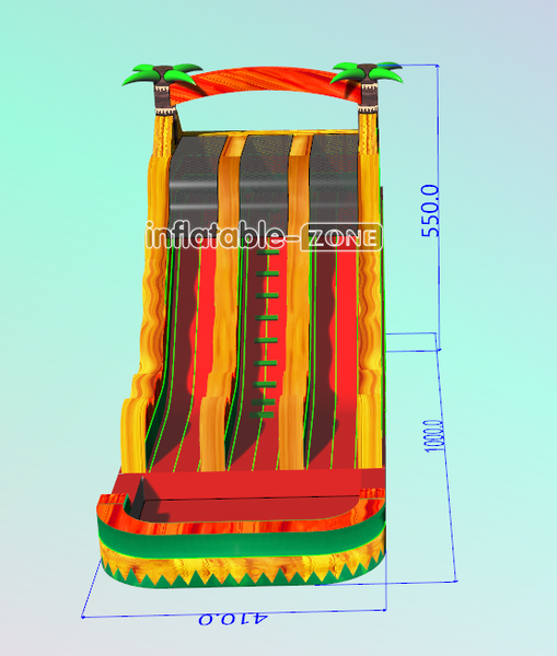 Inflatable-Zone Design Tropical Splash Curve Inflatable Water Slide Fire Marble Big Waterslide With Pool