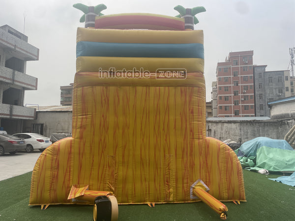 Palm Tree Inflatable Water Slide Large Commercial Inflatable Double Slide Bouncer With Pool