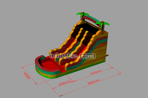 Inflatable-Zone Design Jungle Palm Tree Dual Lane Water Slide Inflatable Bouncer Outdoor Giant Inflatable Waterslide With Pool