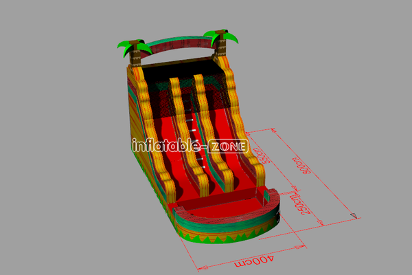 Inflatable-Zone Design Jungle Palm Tree Dual Lane Water Slide Inflatable Bouncer Outdoor Giant Inflatable Waterslide With Pool