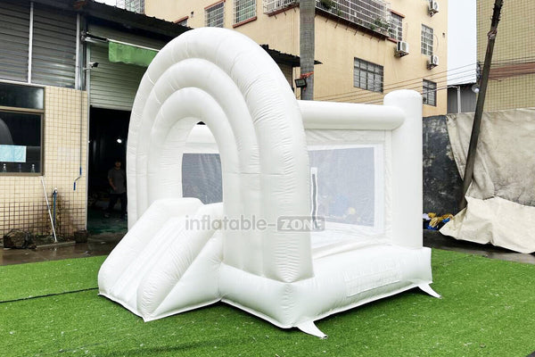 Inflatable White Wedding Bouncy Castle With Slide Inflatable Bouncer Kids Small Jump House For Party