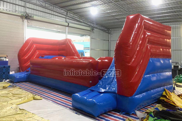 Wipeout Interactive Inflatable Obstacle Course With Slide Big Jumper Balls Inflatable Wipeout Game