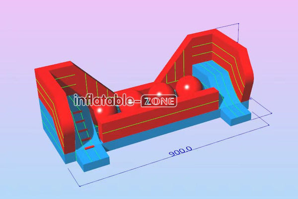 Inflatable-Zone Design Outdoor Inflatable Wipeout Red Balls Course Leaps And Bounds For Challenge Games