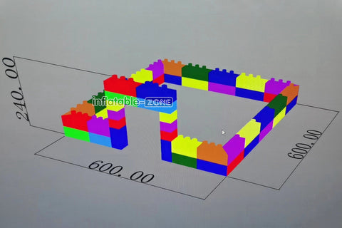 Inflatable-Zone Design Large Inflatable Building Block Waterproof Colorful Inflatable Fence Toy Playground Equipment