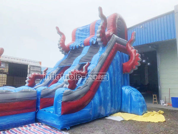 Ocean Theme Large Inflatable Waterslide With Splash Pool Blow Up Slip And Slide For Kids And Adults