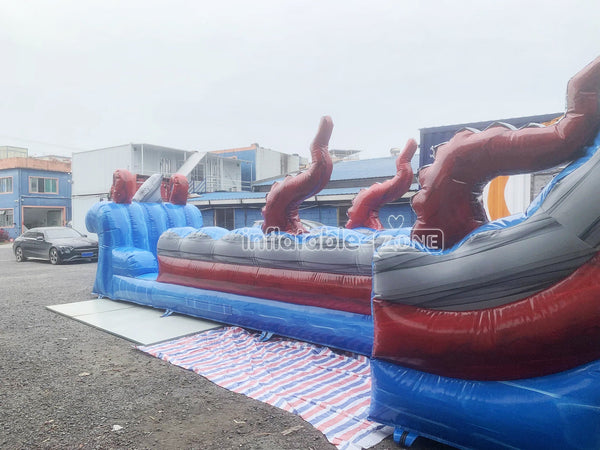 Ocean Theme Large Inflatable Waterslide With Splash Pool Blow Up Slip And Slide For Kids And Adults