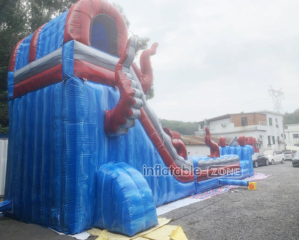 Ocean Theme Large Inflatable Waterslide With Splash Pool Blow Up Slip And Slide For Kids And Adults