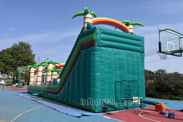 Large Outdoor Water Slide Commercial Slip N Slide Palm Tree Dual Lane Inflatable Waterslide For Pool