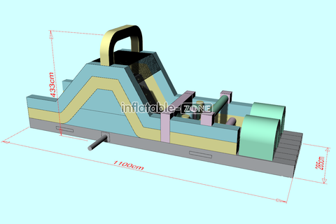 Inflatable-Zone Design Long Inflatable Obstacle Course With Climbing Wall Inflatable Sport Course For Large Events